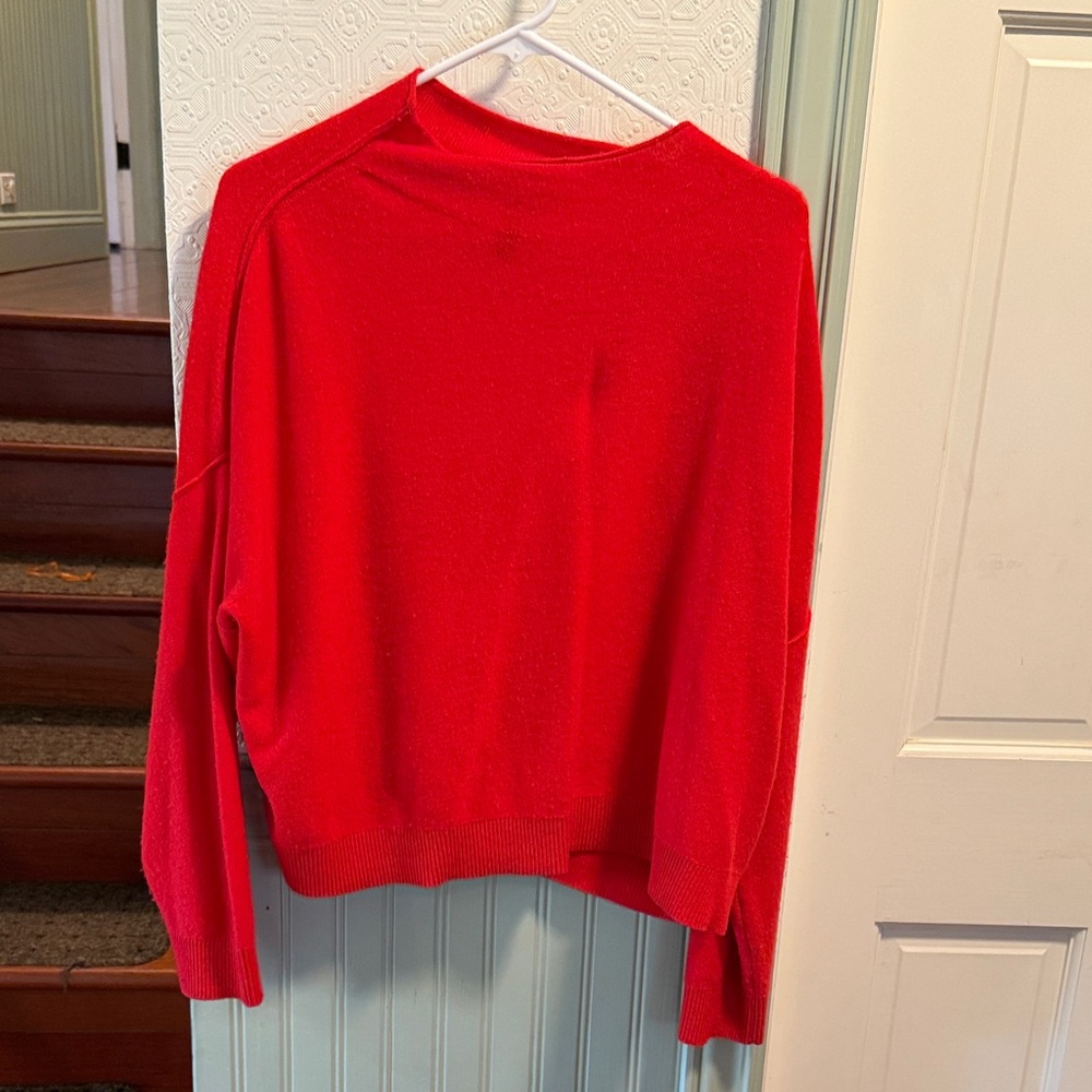 Pilcro Alani Cashmere Mock Neck Sweater in red size medium
